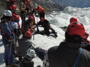 rescue exercise on crevasse