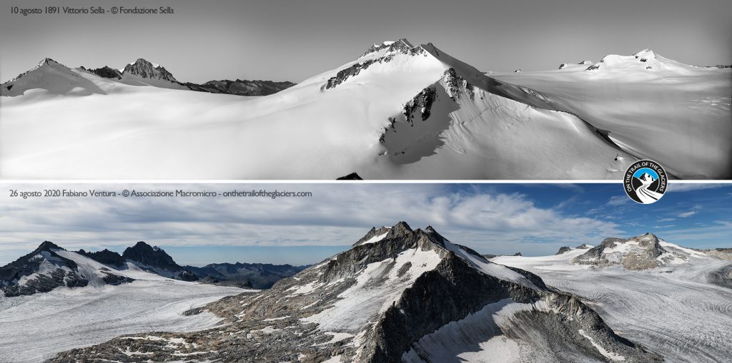 Comparison of the Adamello Glacier between 1891 and 2020